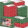 Gersoniel 24 Pcs Christmas Cookie Boxes 8.6x6x2.5in Red Green Snowflake