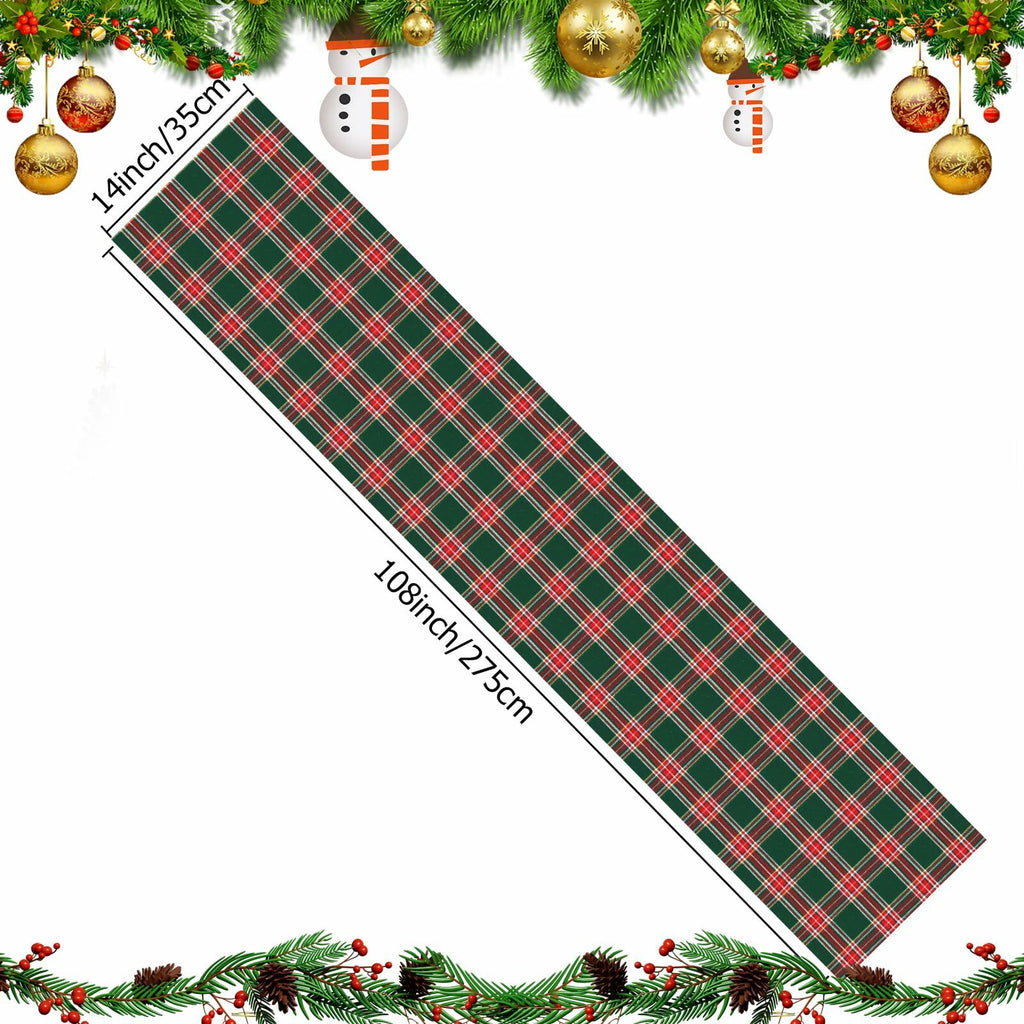 Buffalo Plaid Cotton Table Runner Reversible Red Green 14x84 Inch