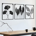 Black Metal Leaf Wall Art 3-Piece Modern Minimalist Decor Home Office
