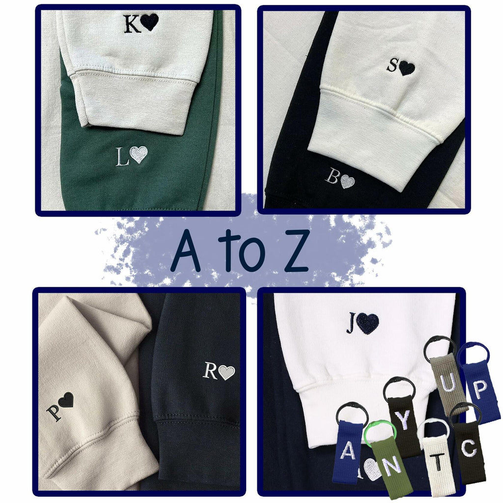 GODMERCH Embroidered Heart Sweatshirt Personalized Initial Sand Size M