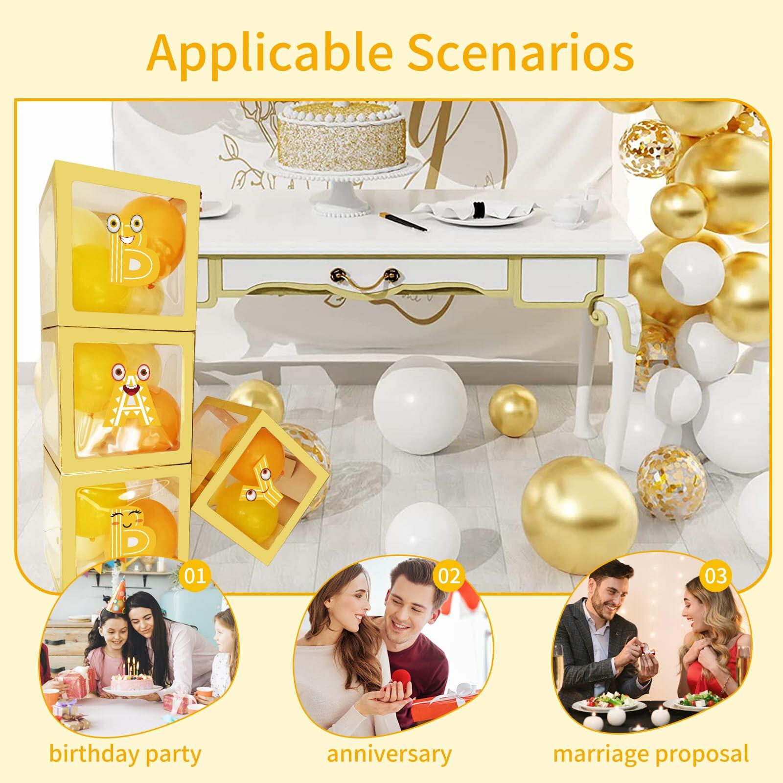 Onteftshop Baby Boxes Letters Party Decorations Transparent Gold 4pcs