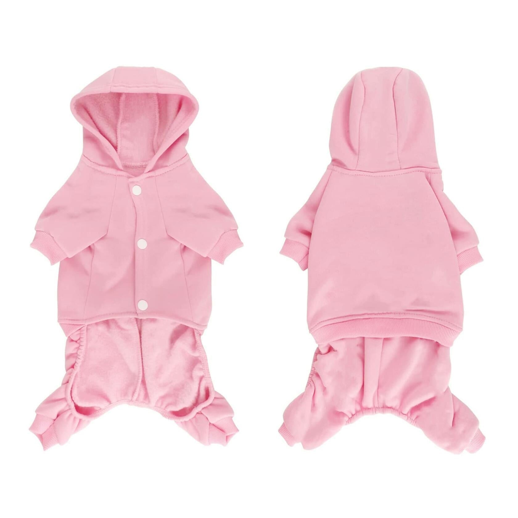 LifeWheel Pet Hoodie Fleece Jumpsuit Winter Warm Cotton Black + Pink Size S M L