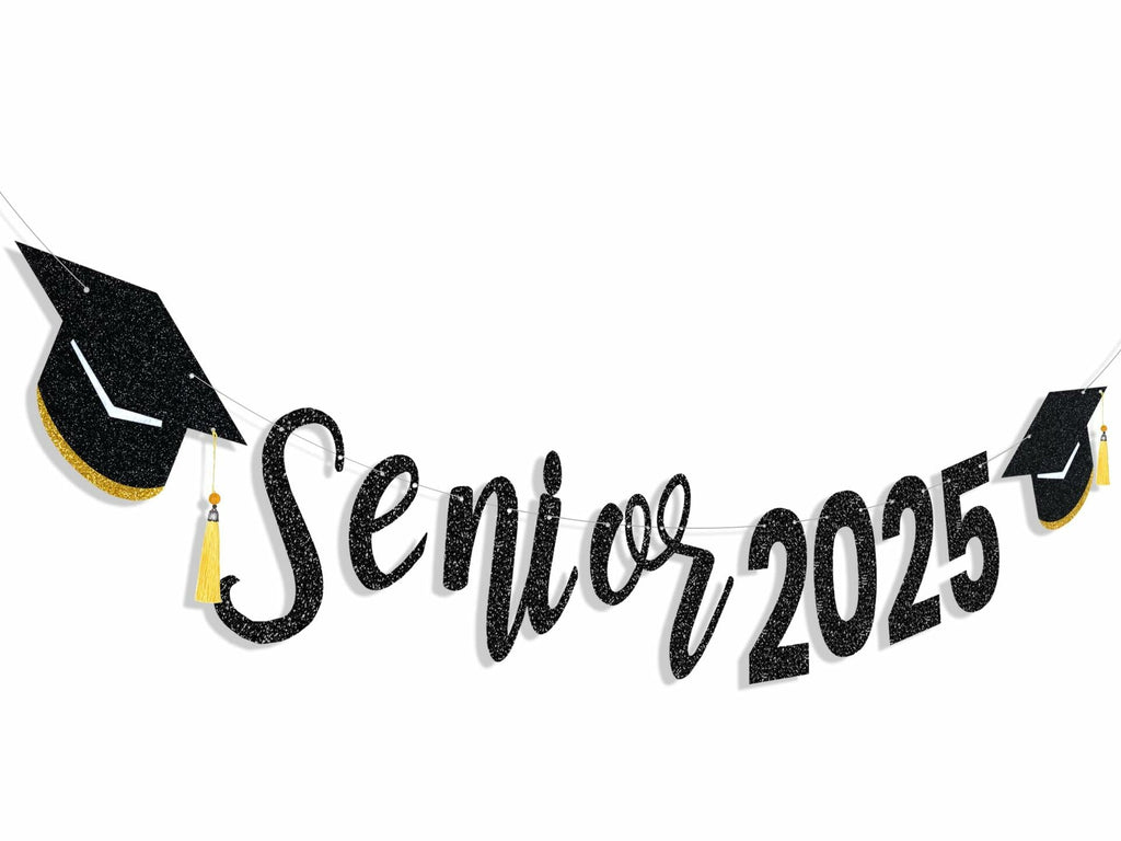 Oudain Glitter Senior 2025 Graduation Cap Banner Congrats Grad Blue