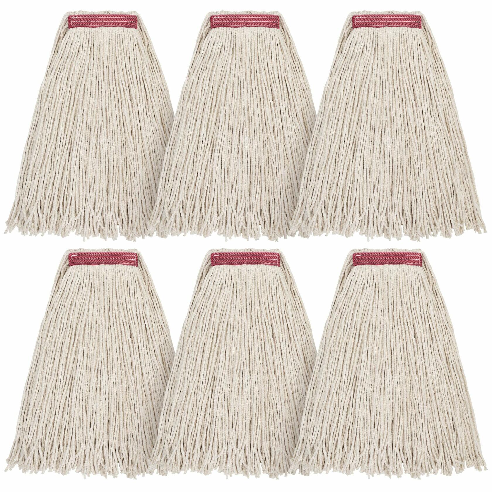 Matthew Cleaning 20oz Cotton Floor Mop Refill 6Pack White Heavy Duty