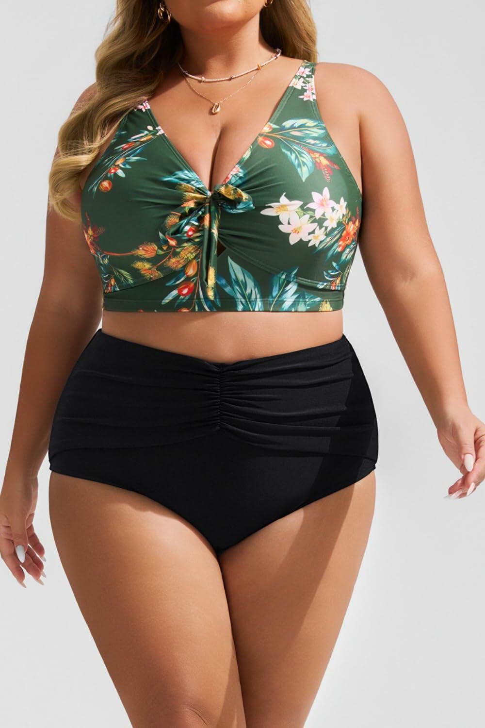 Hanna Nikole Women's High Waisted Tummy Control Bikini Bottom Black
