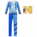 laughZuaia Girl Jumpsuit Princess Bodysuit with Glove Blue Size 5-6