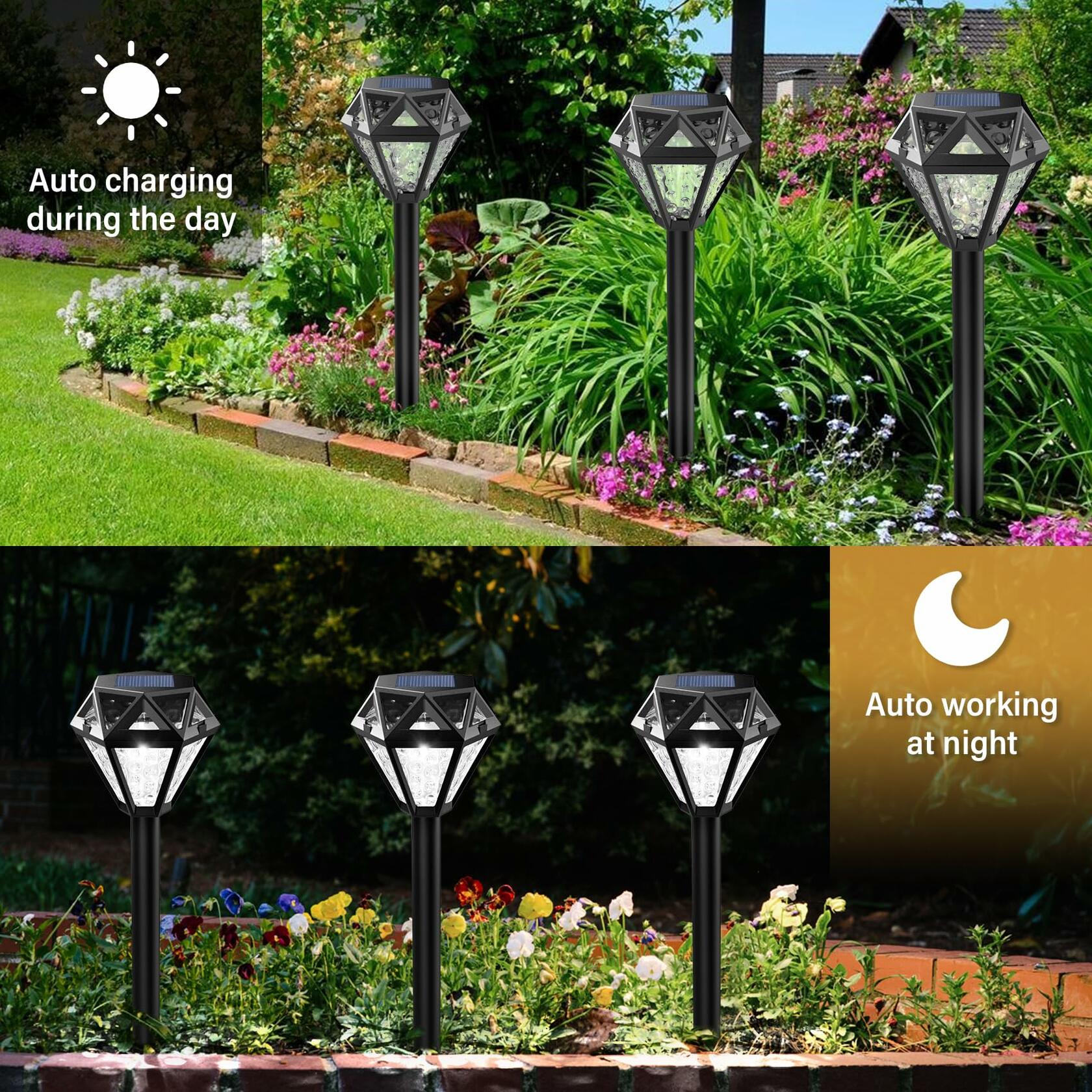 Ouddy Decor Solar Outdoor Waterproof LED Garden Lights Cool White 4 Pack