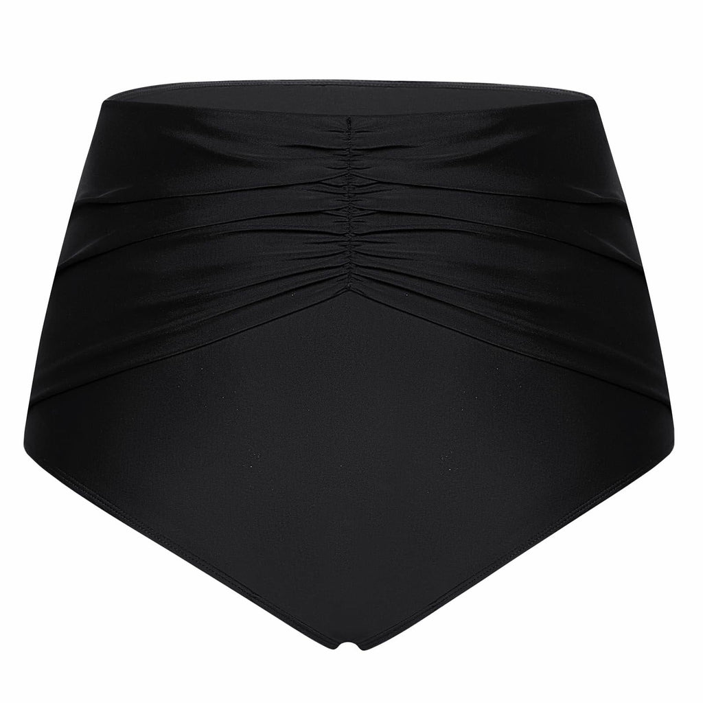 Hanna Nikole Women's High Waisted Tummy Control Bikini Bottom Black