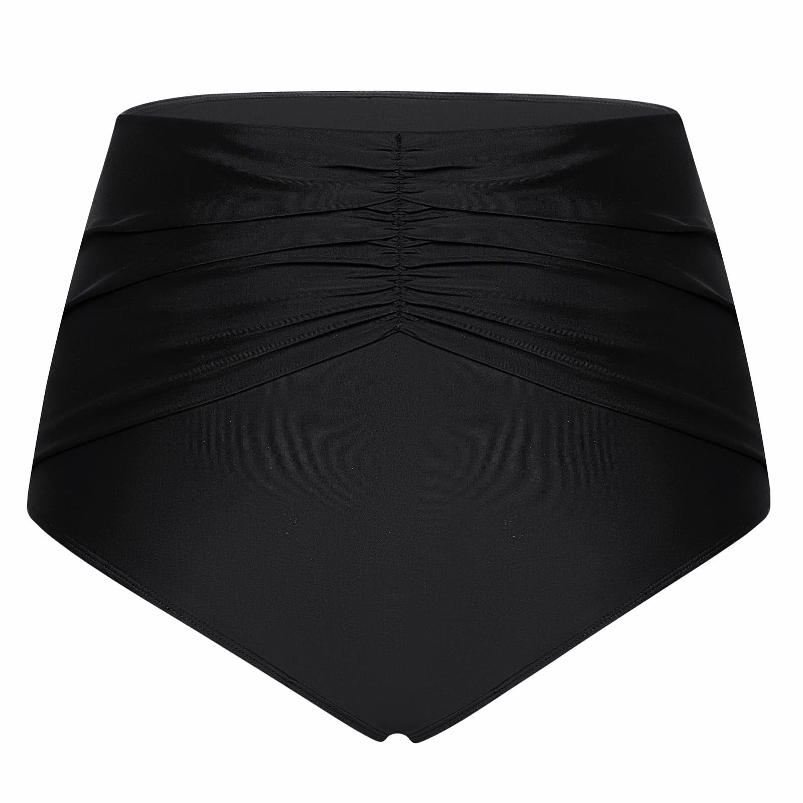 Hanna Nikole Women's High Waisted Tummy Control Bikini Bottom Black