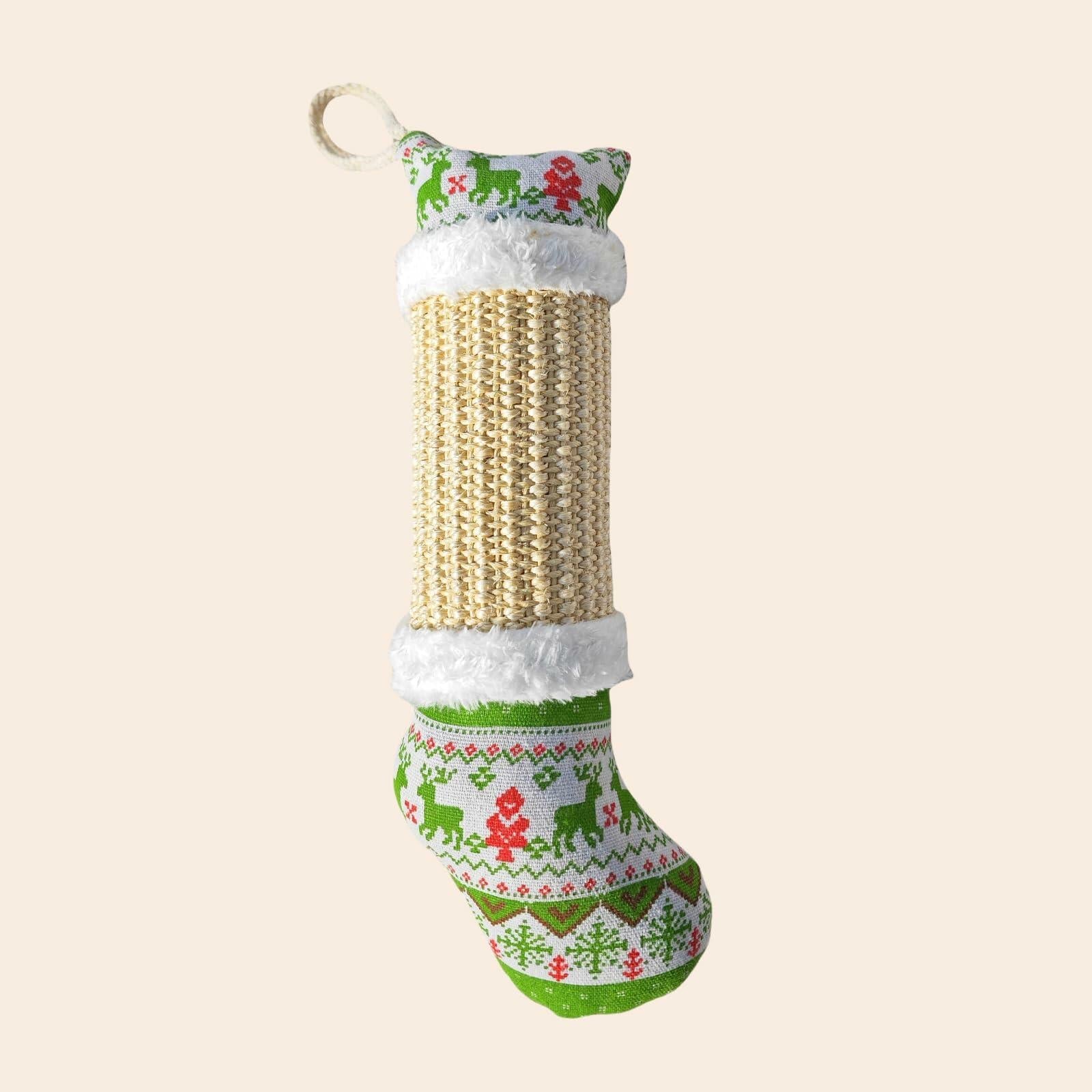 FuneeTop Interactive Cat Kicker Toy Stocking Shape 12'' Natural Sisal Red