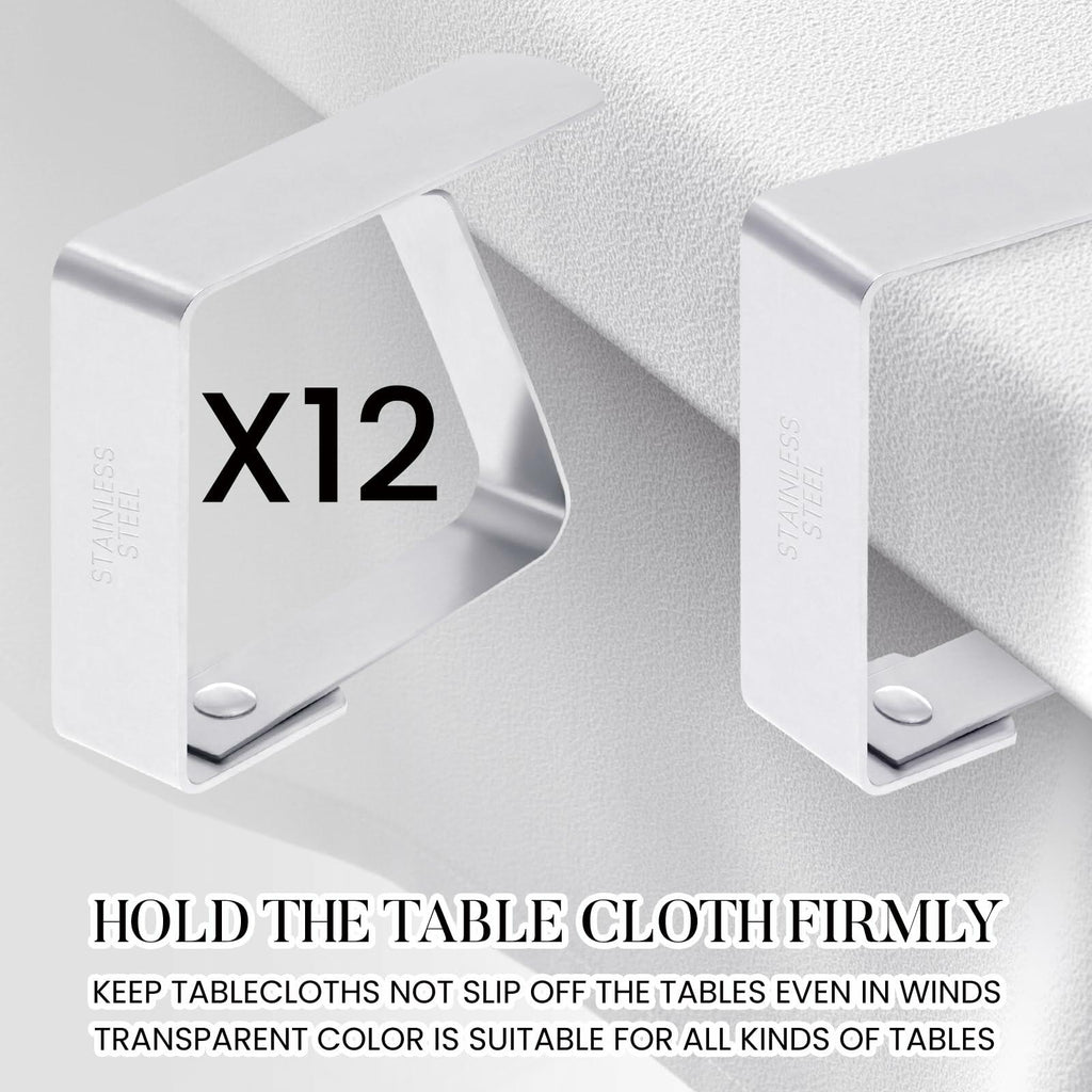 YASUOA Stainless Steel Dining Tablecloth Clips Heavy Duty 12 Pieces