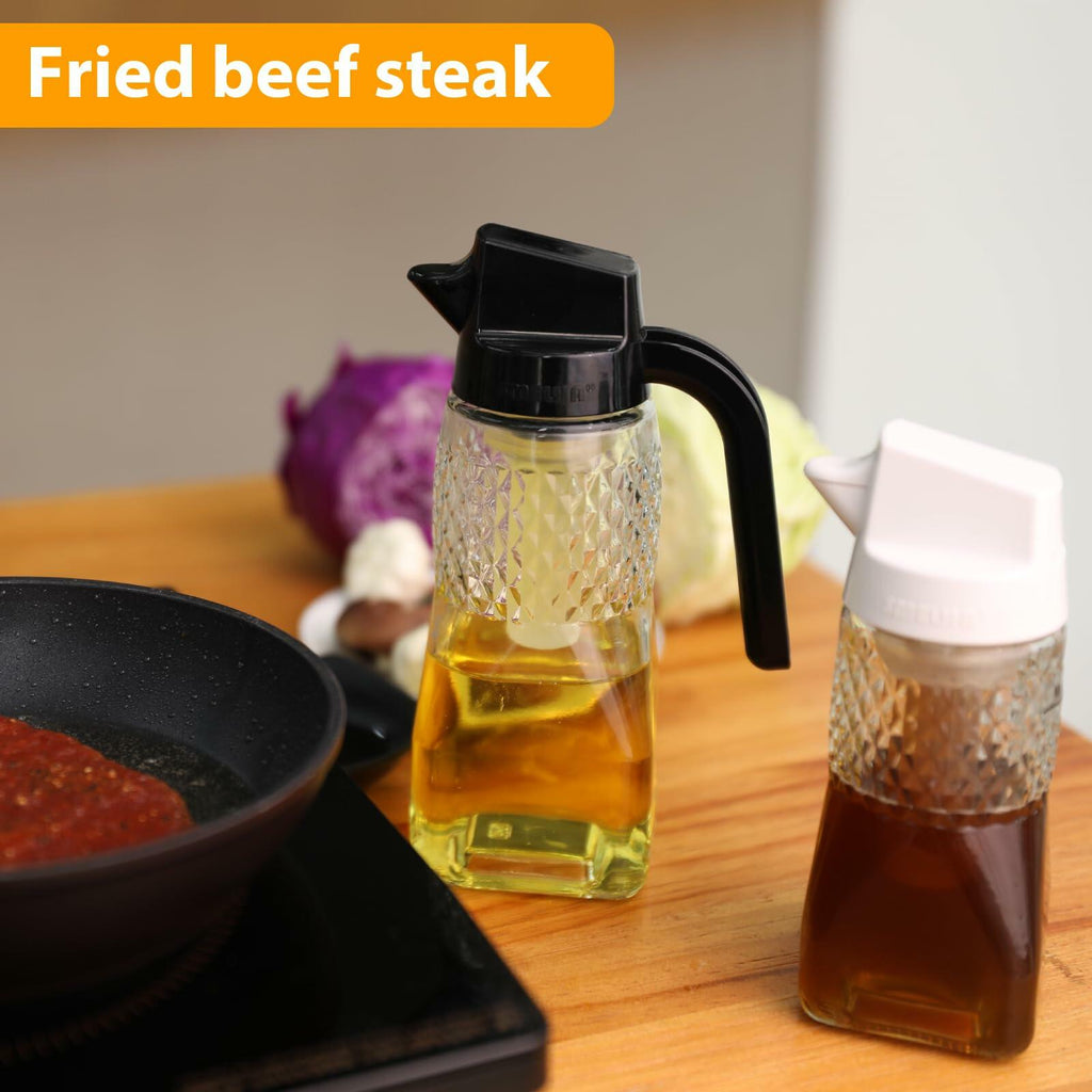 SMELHA Glass Olive Oil Dispenser Leakproof 9.2oz Clear Bottle