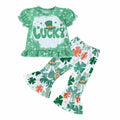 FYBITBO Toddler Baby Girl St Patricks Day Clover T Shirt Bell Bottoms 18-24M