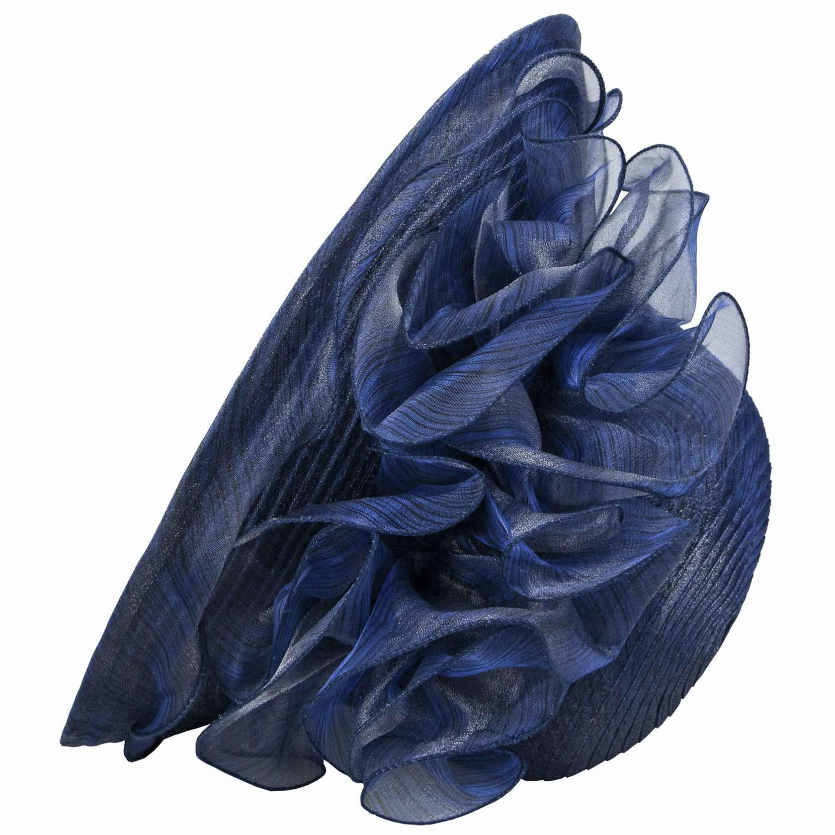 Women Organza Derby Sun Hat Kentucky Fascinator Flower Bridal Straw Navy