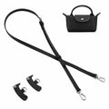 DEVPSISR Leather Adjustable Purse Strap for Longchamp Handbag Black Silver