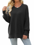 Women’s 2024 Fall Oversized Ripped Knit Sweater White Pullover Top Size M