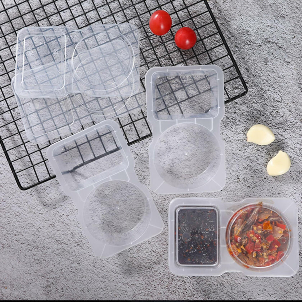 VOUKEN Double Compartment Snack Containers with Lids Transparent 10PCS