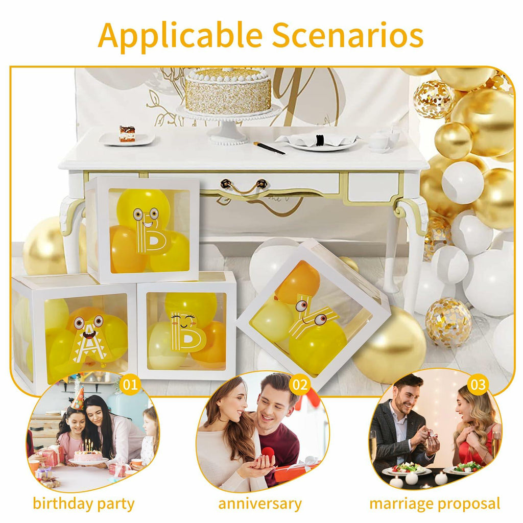 Onteftshop Baby Boxes with Letters 4 Clear White Blocks Baby Shower