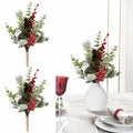 RoseCraft 2PCS Red Berry Flower Stems 16.5in Christmas Decorations
