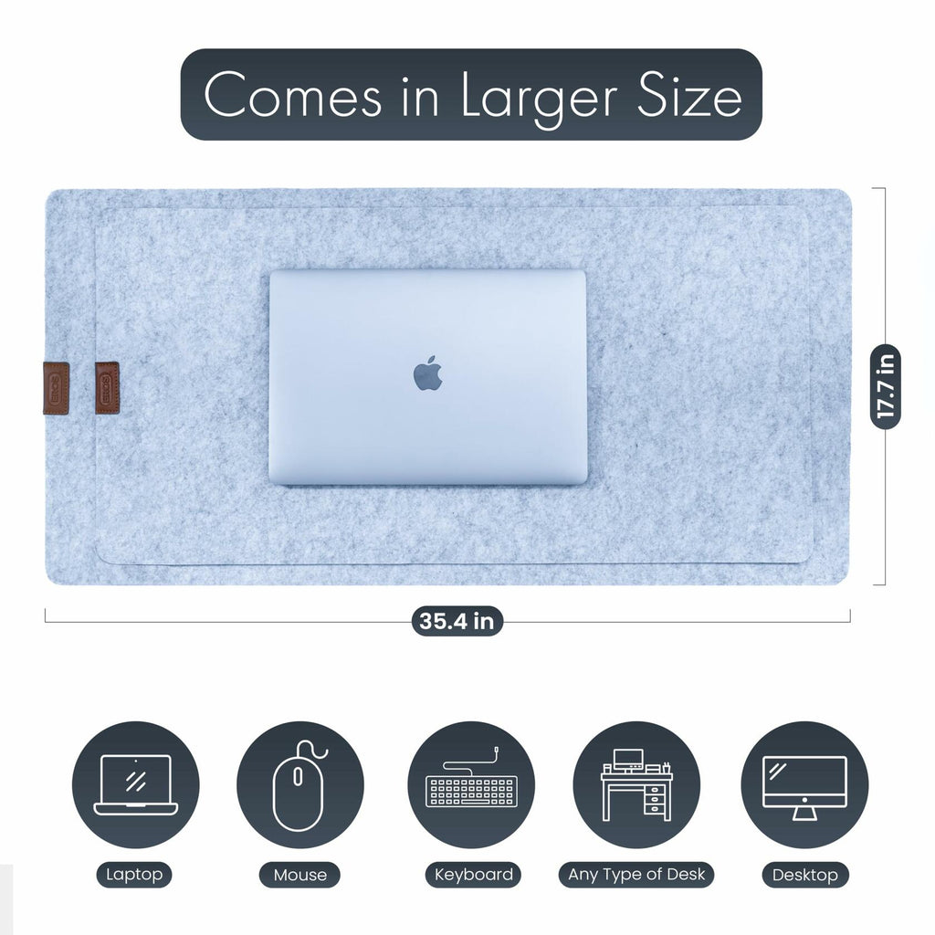 EROS Office Products Non-Slip Felt Desk Mat Light Gray Extra Large XL