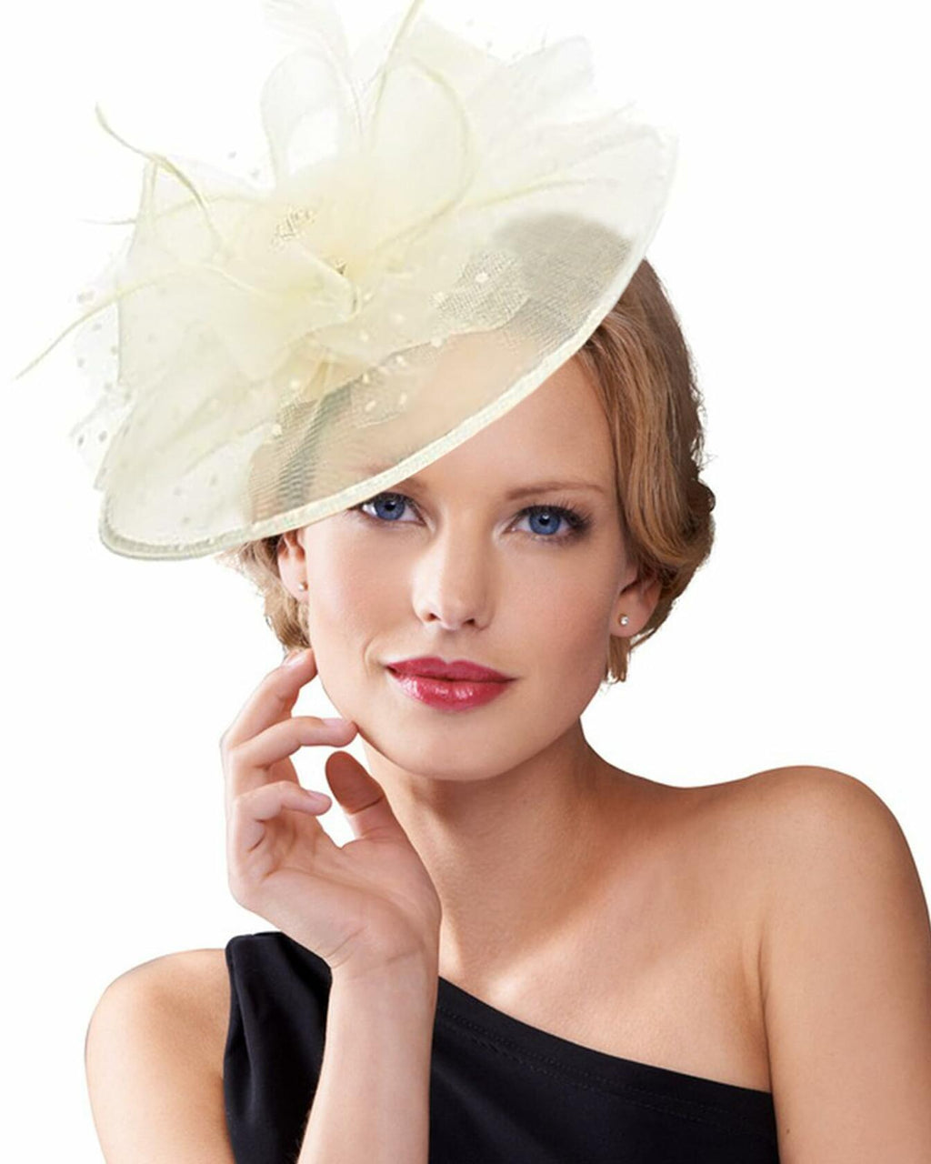 Dodheah Fascinators Hat Women Tea Party Derby Wedding Beige Headband Clip