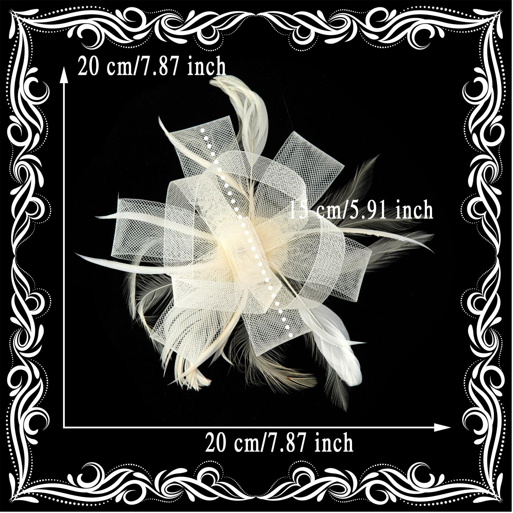 globazoe Fascinator Derby Hat Women Vintage Headband Hair Accessory Beige