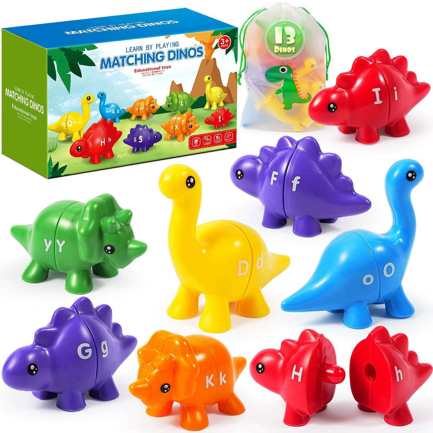 52 PCS Double-Sided ABC Alphabet Dinosaur Toy Montessori Colors Matching Game