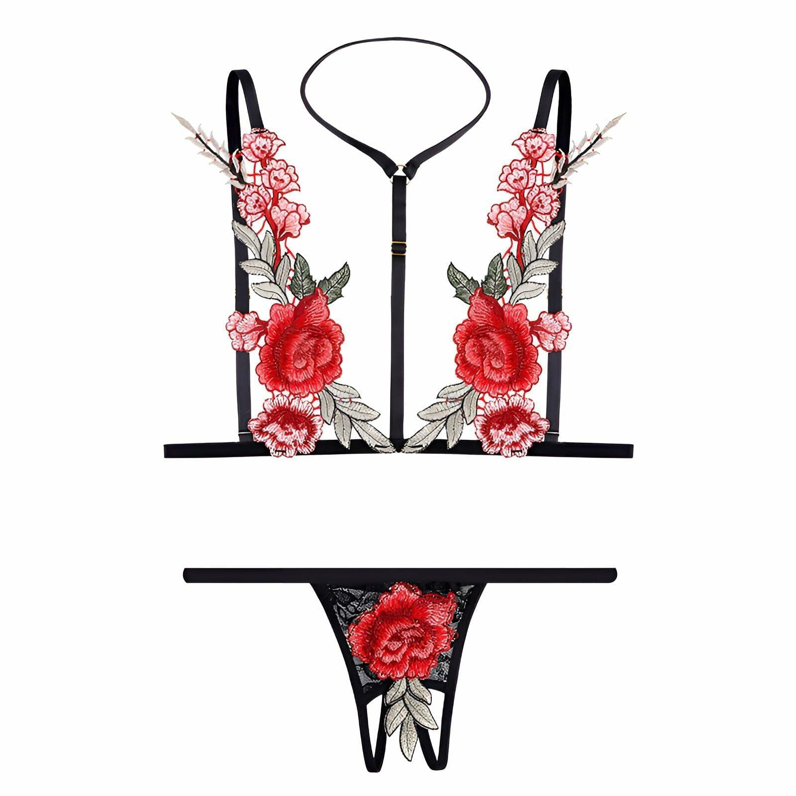 EASYLONGJEE Sexy Flower Lingerie Set 2 Piece Bra and Panty