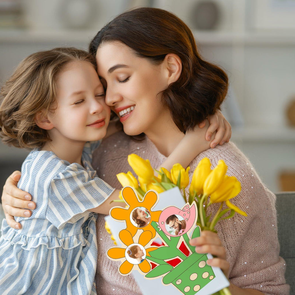 Memorywuu Mother's Day Flower Wood Picture Frame DIY Kit 6 Pcs Color Your Own