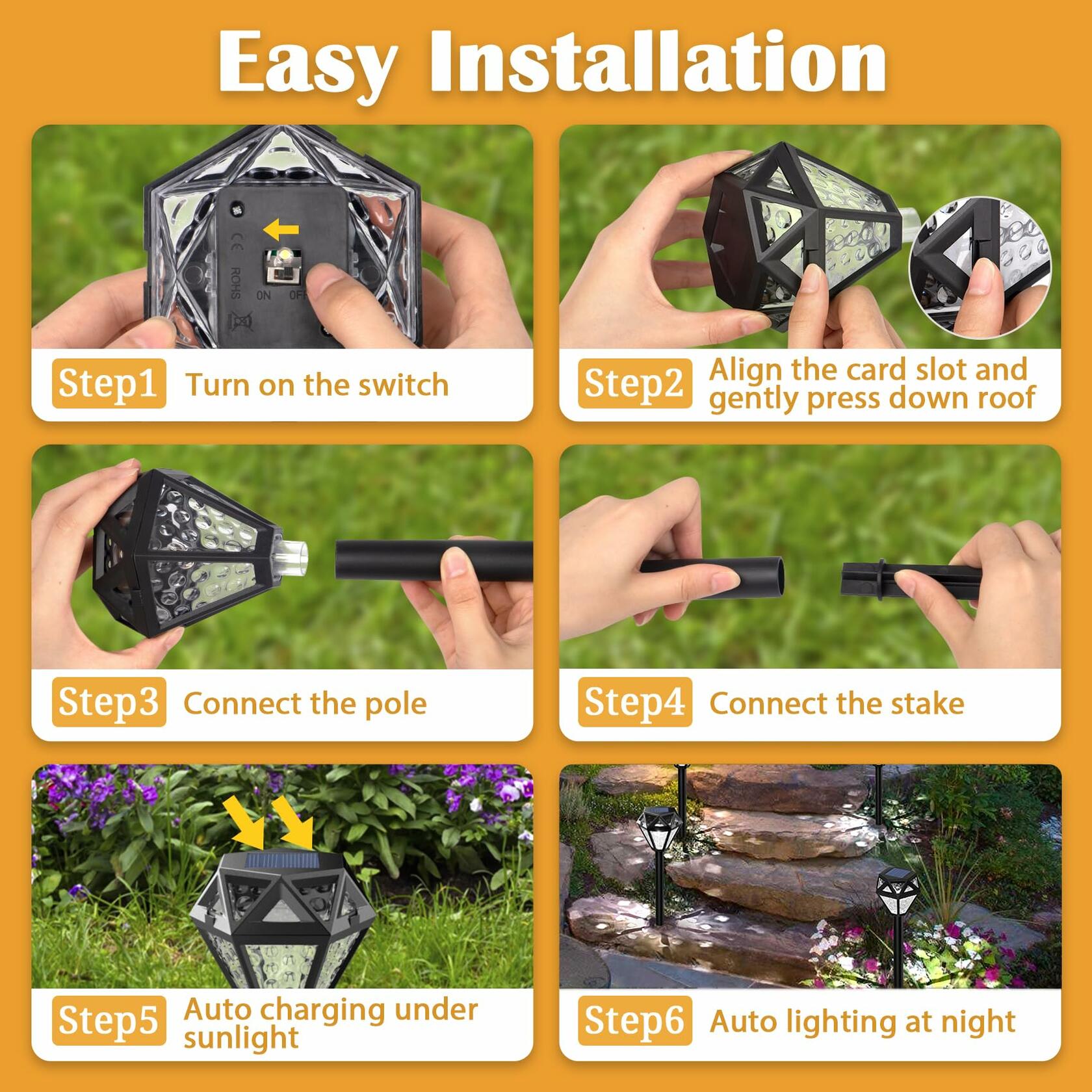 Ouddy Decor Solar Lights Outdoor Waterproof LED Garden Lights Cool White 8 Pack