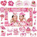 Mothers Day Decorations 23pcs Photo Booth Props Pink Frame Party Supplies