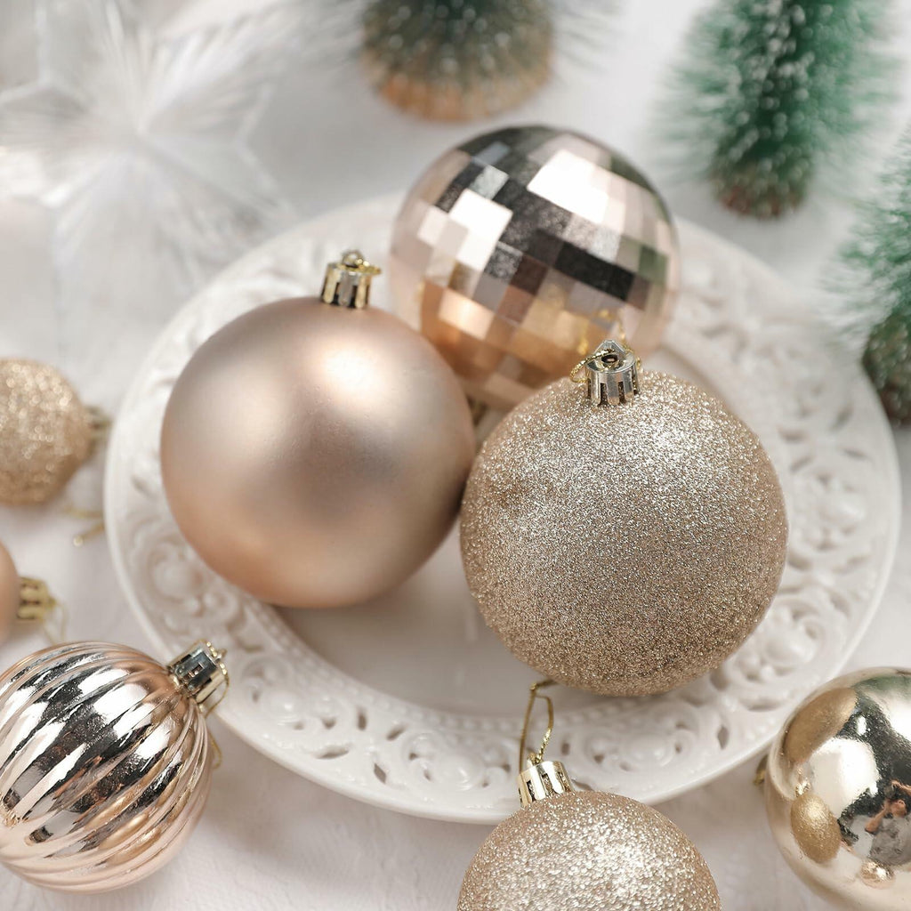 YiYunFloral Christmas Ball Ornaments 36pcs Shatterproof Champagne Xmas Decor
