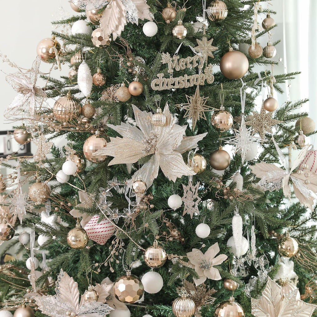 YiYunFloral Christmas Ball Ornaments 36pcs Shatterproof Champagne Xmas Decor