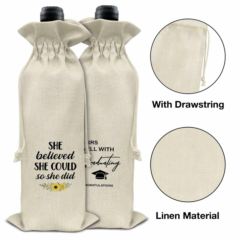 Graduation Wine Gift Bags for Women Daughter Sister Granddaughter 2 Pcs