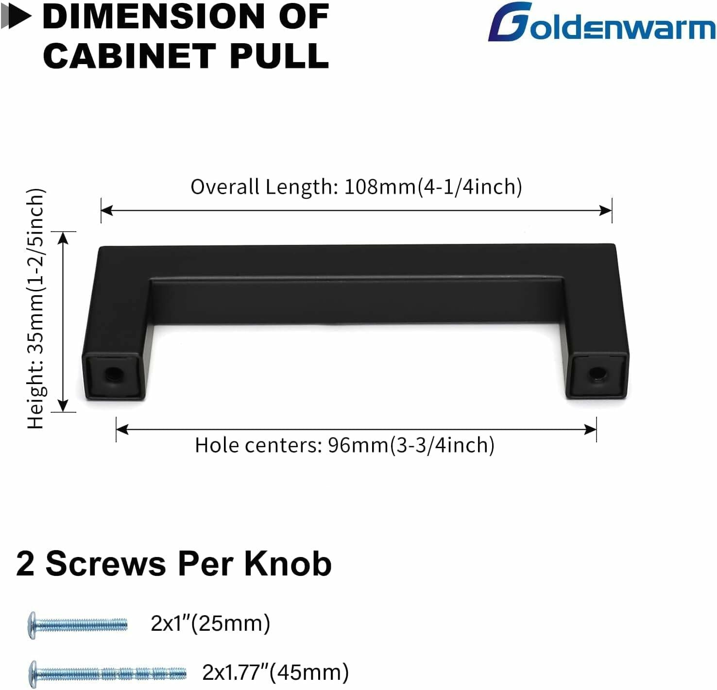 goldenwarm 20 Pack 5in Brushed Nickel Modern Square Cabinet Pulls