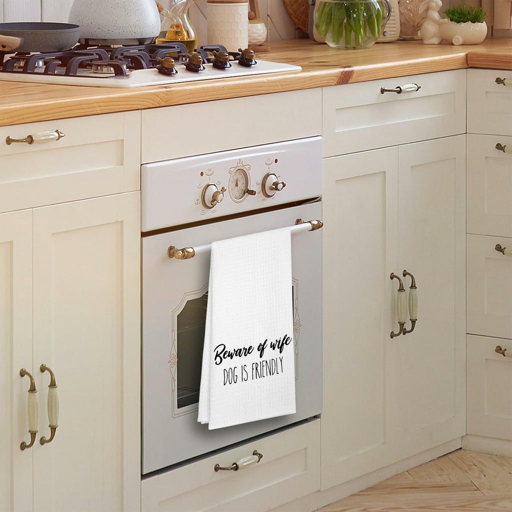 Eronm Waffle Weave Funny Kitchen Towels Beware of Wife Absorbent A10
