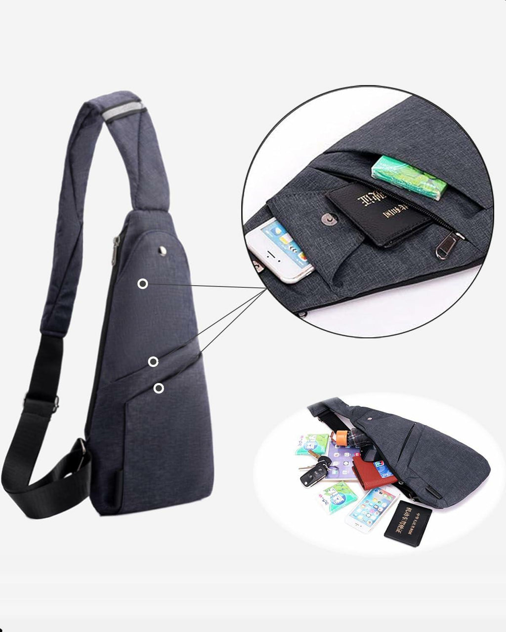 Sling Bag Anti Theft Crossbody Lightweight Travel Shoulder Daypack