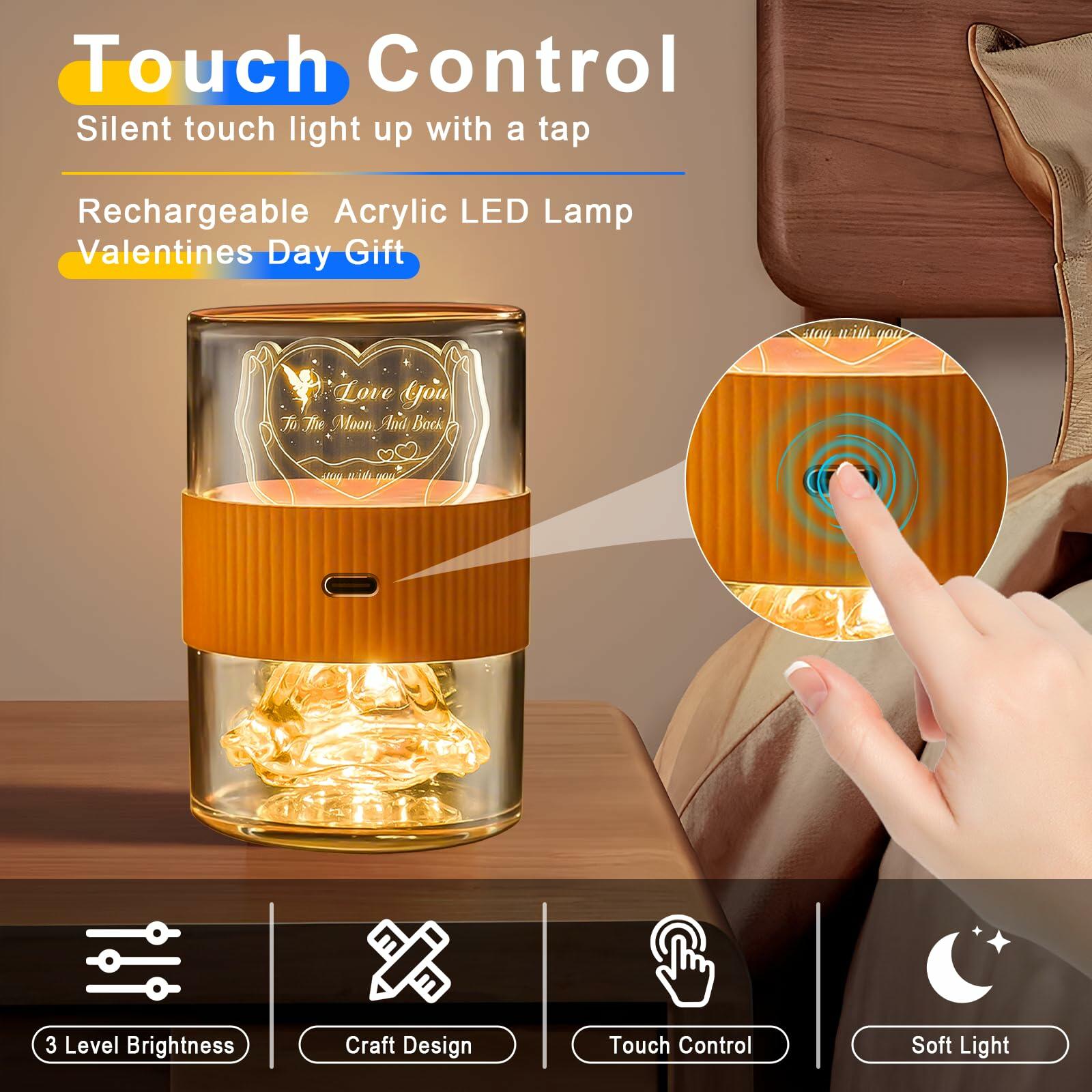AO LI GEI Touch LED USB Rechargeable Bedside Lamp Warm Light Gold
