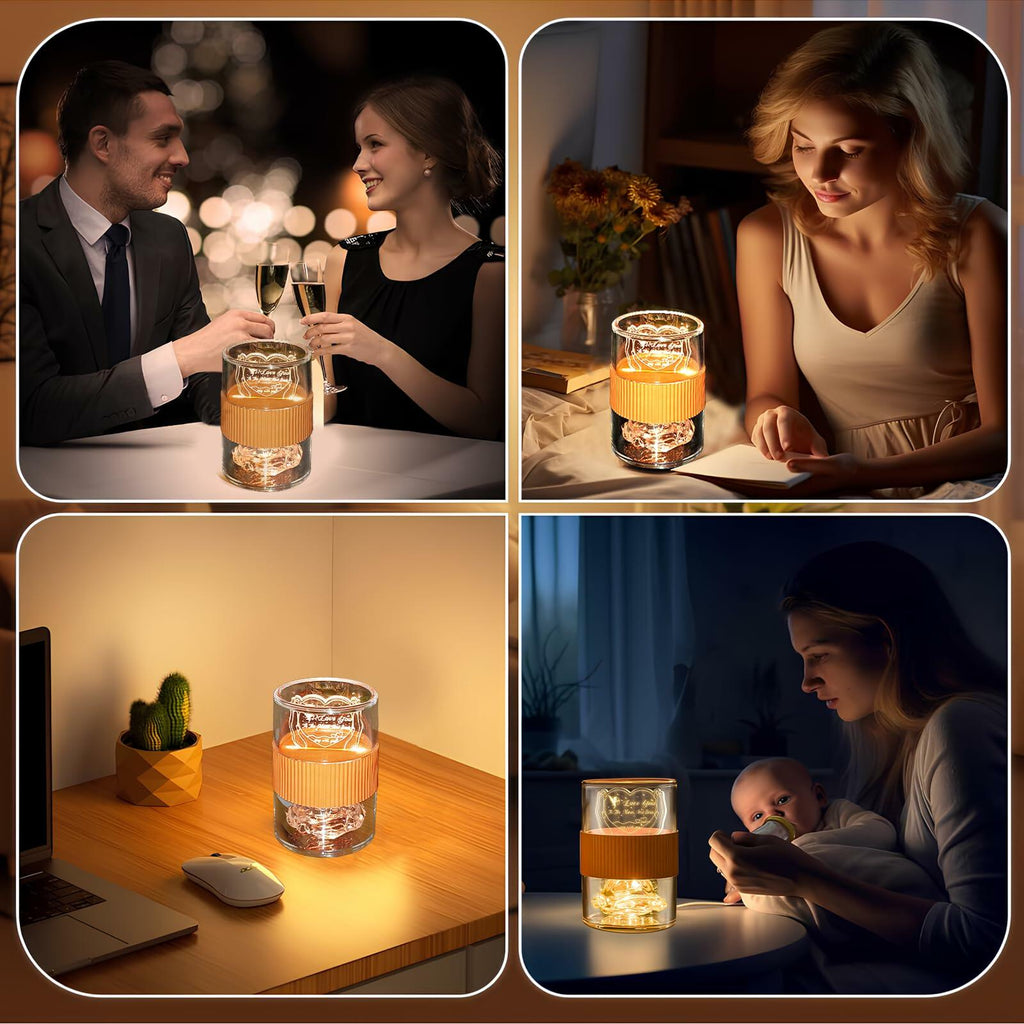 AO LI GEI Touch LED USB Rechargeable Bedside Lamp Warm Light Gold