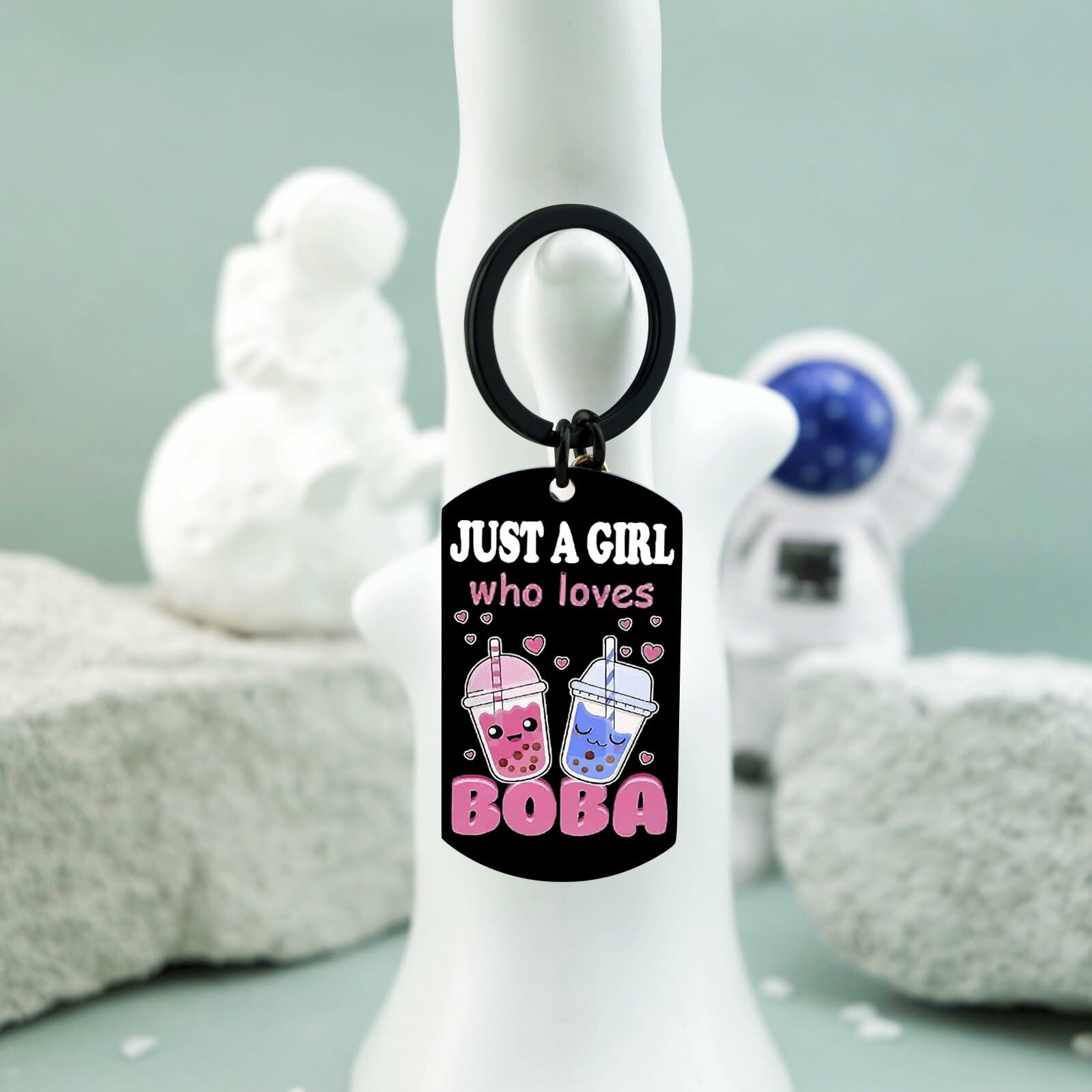 Crizaor Boba Tea Keychain Ornament Just a Girl Who Loves Boba 5"