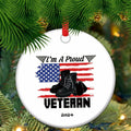 Veteran 2024 Military Ornament with US Flag Proud Army Veteran