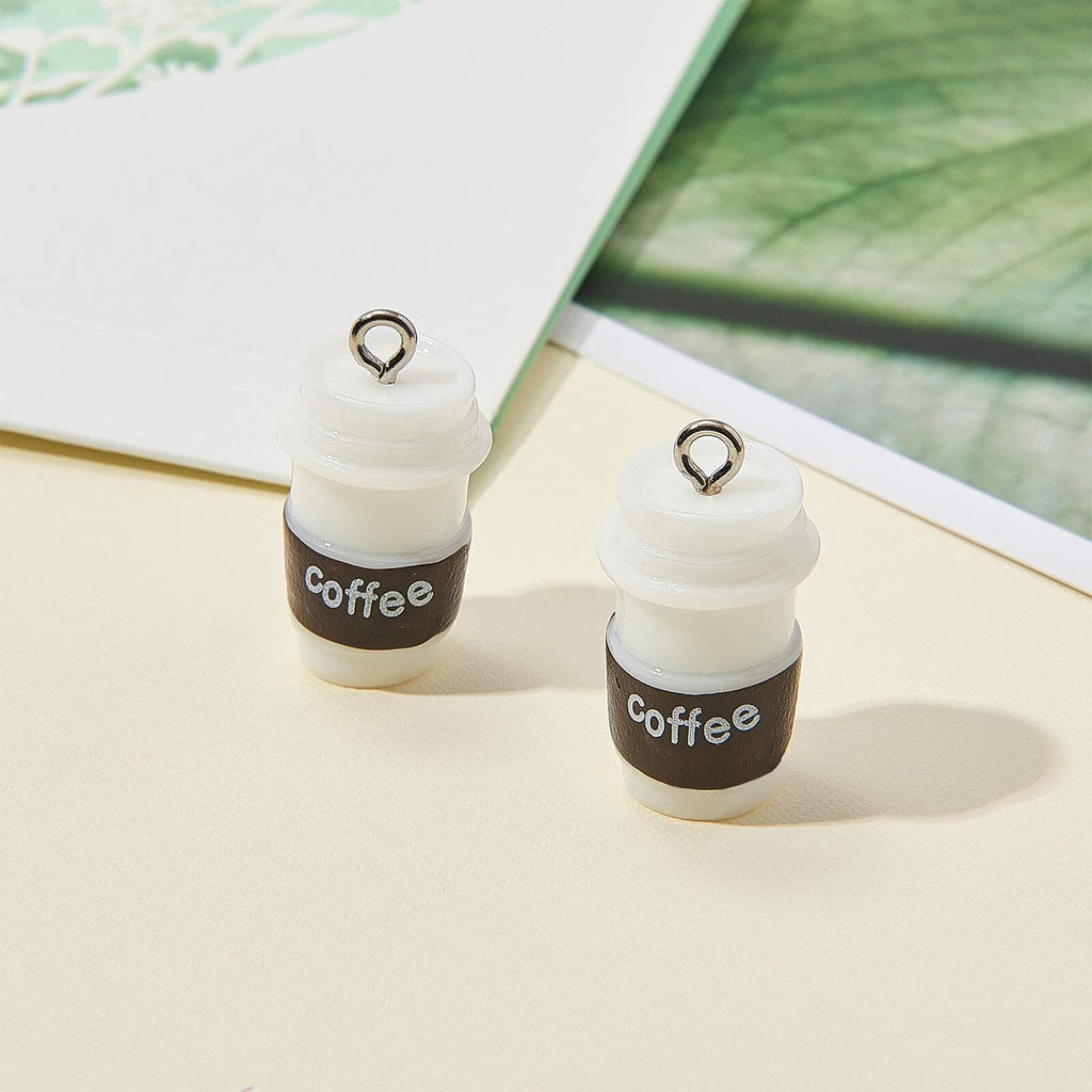 DanLingJewelry 20pcs Resin Coffee Cup Pendants with Loop for DIY Crafts