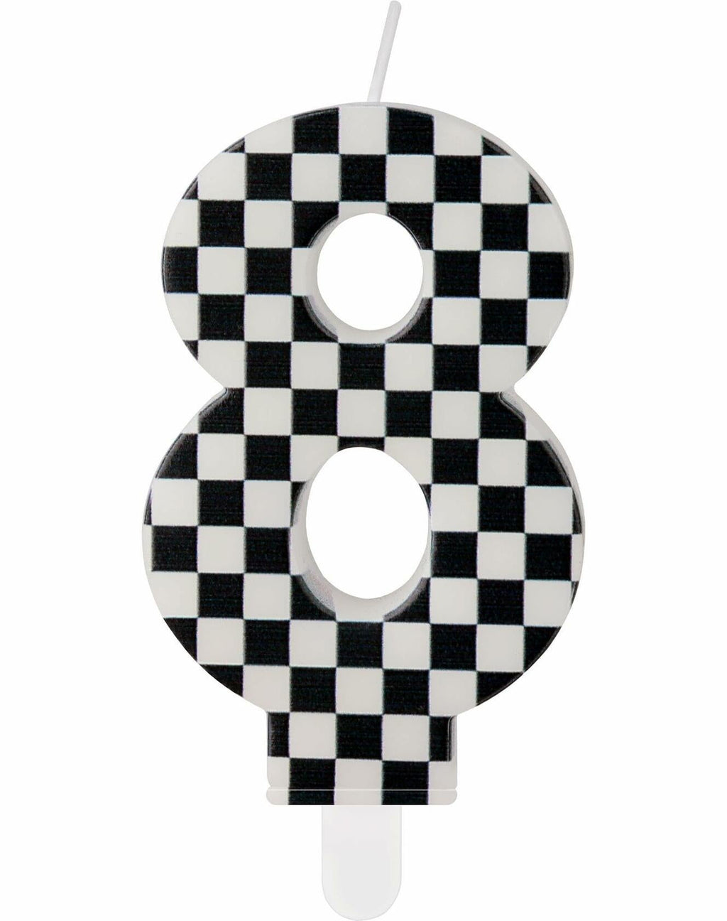 Racing Car Number 8 Birthday Candle Topper Checkered Cake Decor for Kids
