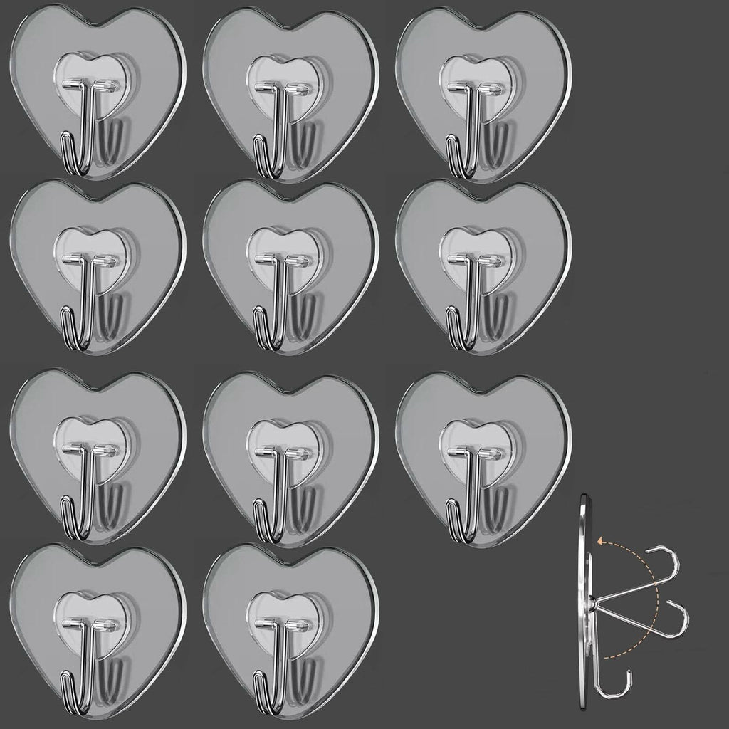 TocTen Adhesive Hooks 12 Pack Heavy Duty Clear Waterproof 30lb Max Load