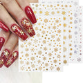 12 Sheets 3D Snowflake Nail Art Stickers Holographic Laser Gold Silver Xmas