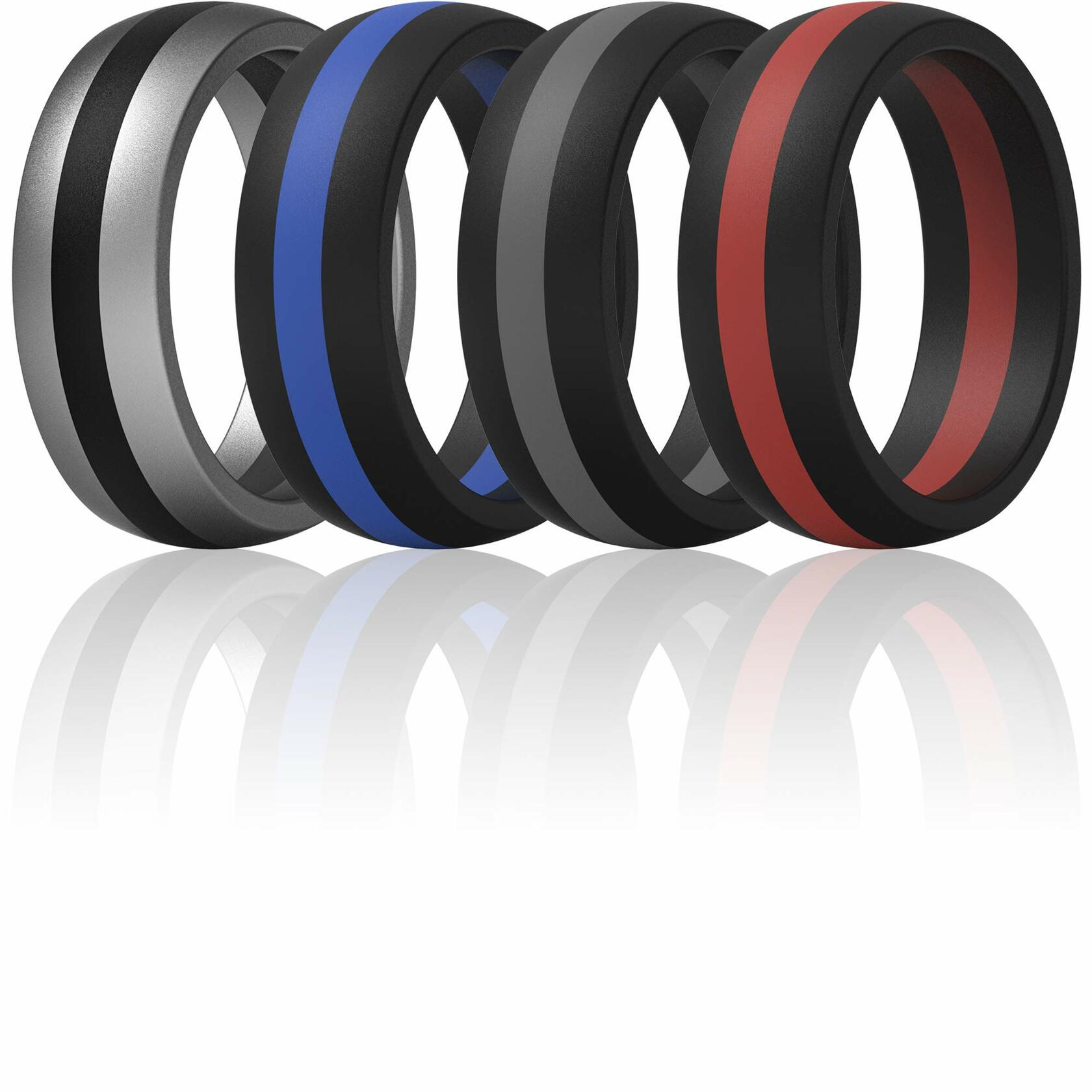 Men’s Silicone Wedding Rings 8.7mm Wide 2mm Thick Size 10.5-11 Variety Pack