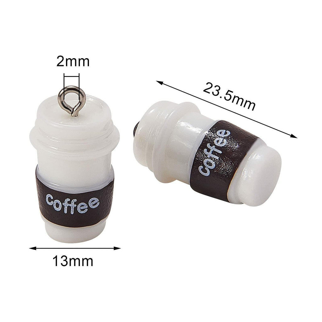 DanLingJewelry 20pcs Resin Coffee Cup Pendants with Loop for DIY Crafts