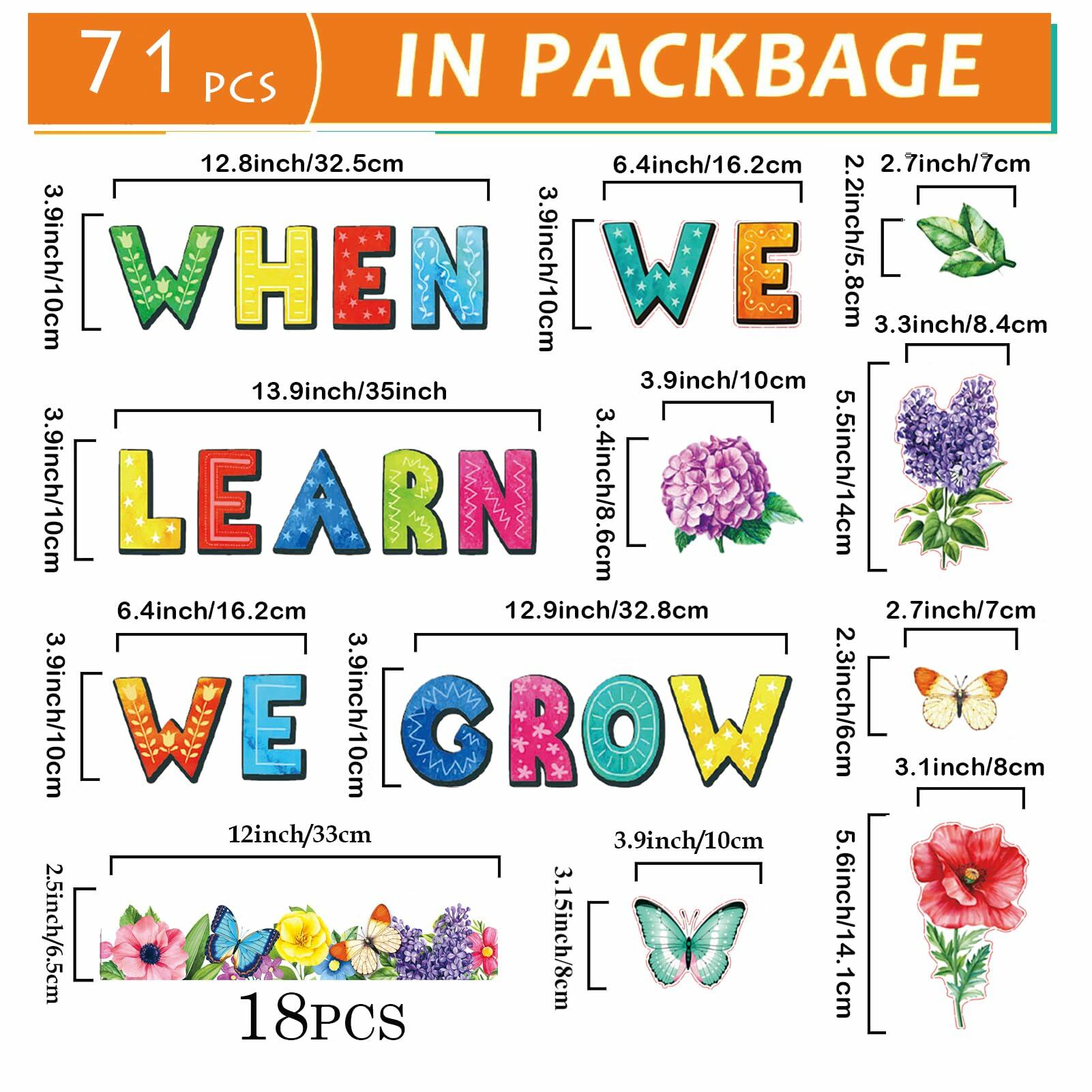 71pcs Classroom Spring Bulletin Board Floral Cutout Decorations