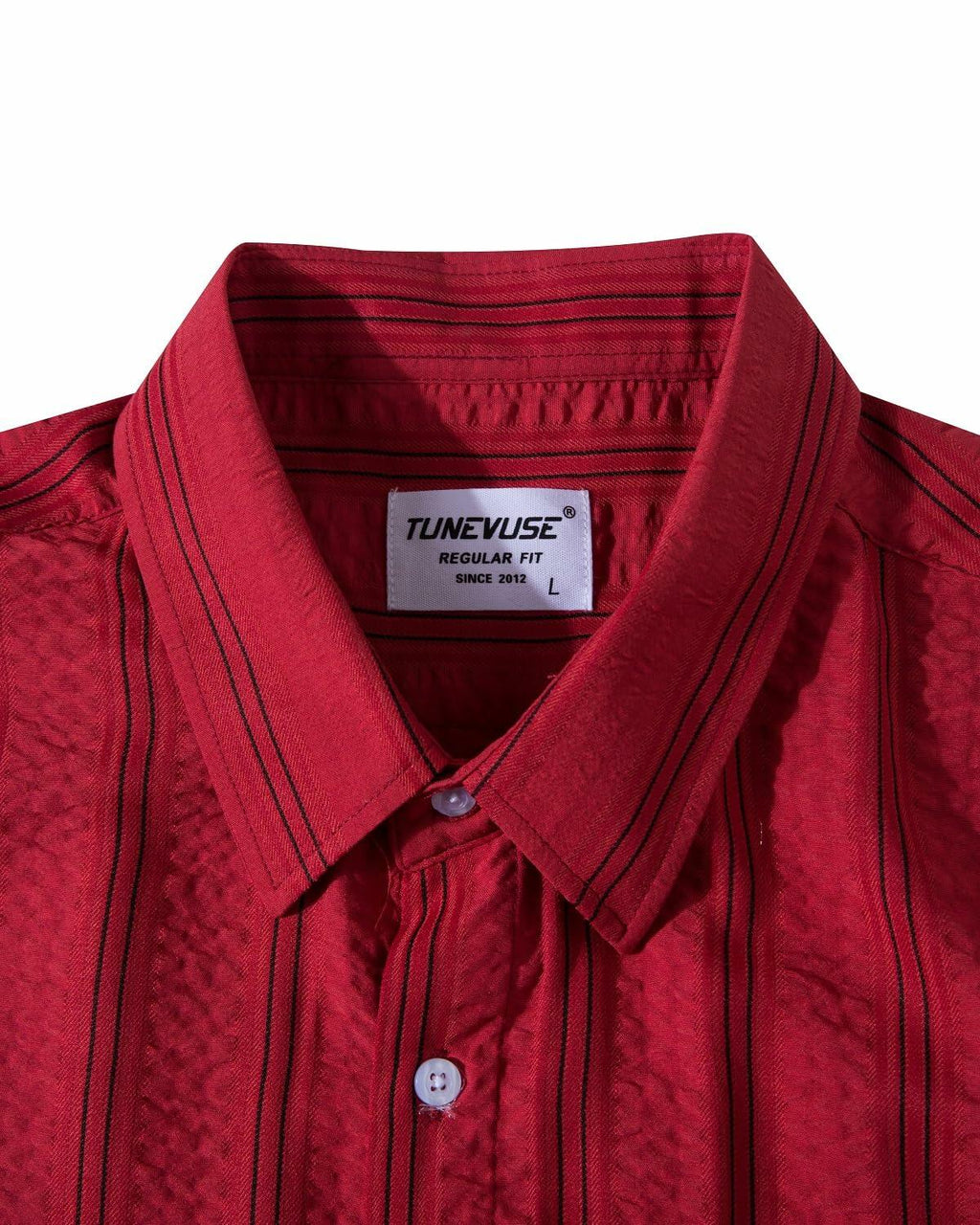 TUNEVUSE Mens Striped Hawaiian Button-Down Shirt Wine Size XL