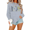 FAYALEQ Women's Vintage Graphic Sweatshirt Crew Neck Long Sleeve Grey Size 2XL